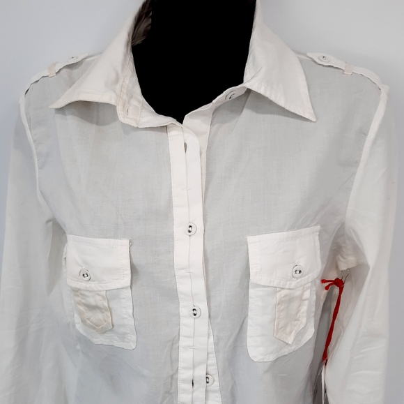 Da-Nang White XSmall Collard Button Down Shirt NWT - Picture 15 of 16